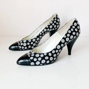 bruno magli button print leather pumps in original box